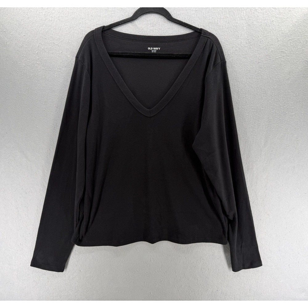 NEW Old Navy Cozy Snug Top Womens XXLT Black‎ Ribbed Comfy Minimalist Neutral